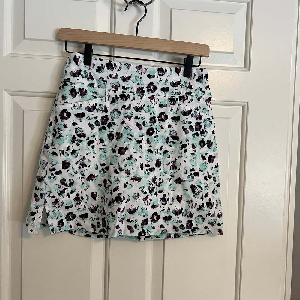 Lady Hagen Women's Sea Glass Blue Leopard‎ Animal Print Golf Skort